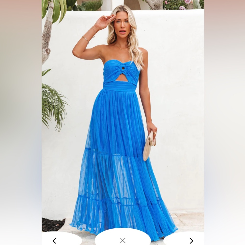 Vici blue strapless maxi dress in blue, size small